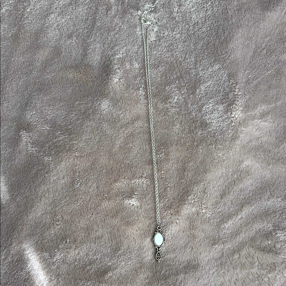 Minimalist Silver and White Necklace with Pearl Drop